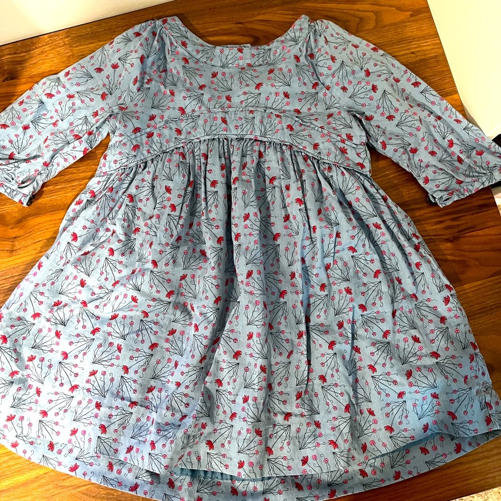 Tea Collection -blue dress with flowers and key hole back - size 4t